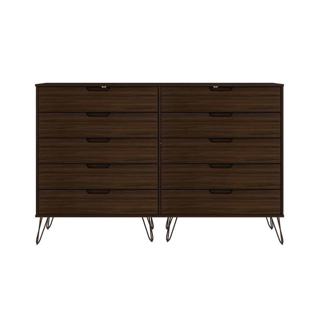 Rockefeller 10-Drawer Double Tall Dresser with Metal Legs Image 7