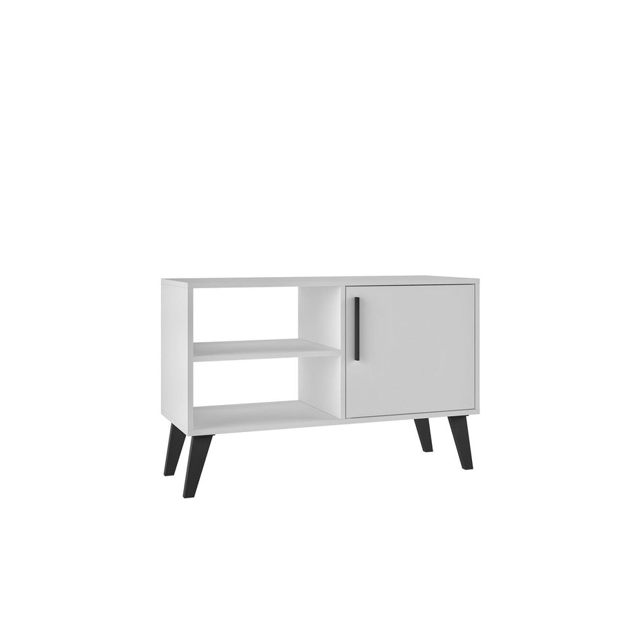 Mid-Century- Modern Amsterdam 35.43" TV Stand with 3 Shelves in White Image 1