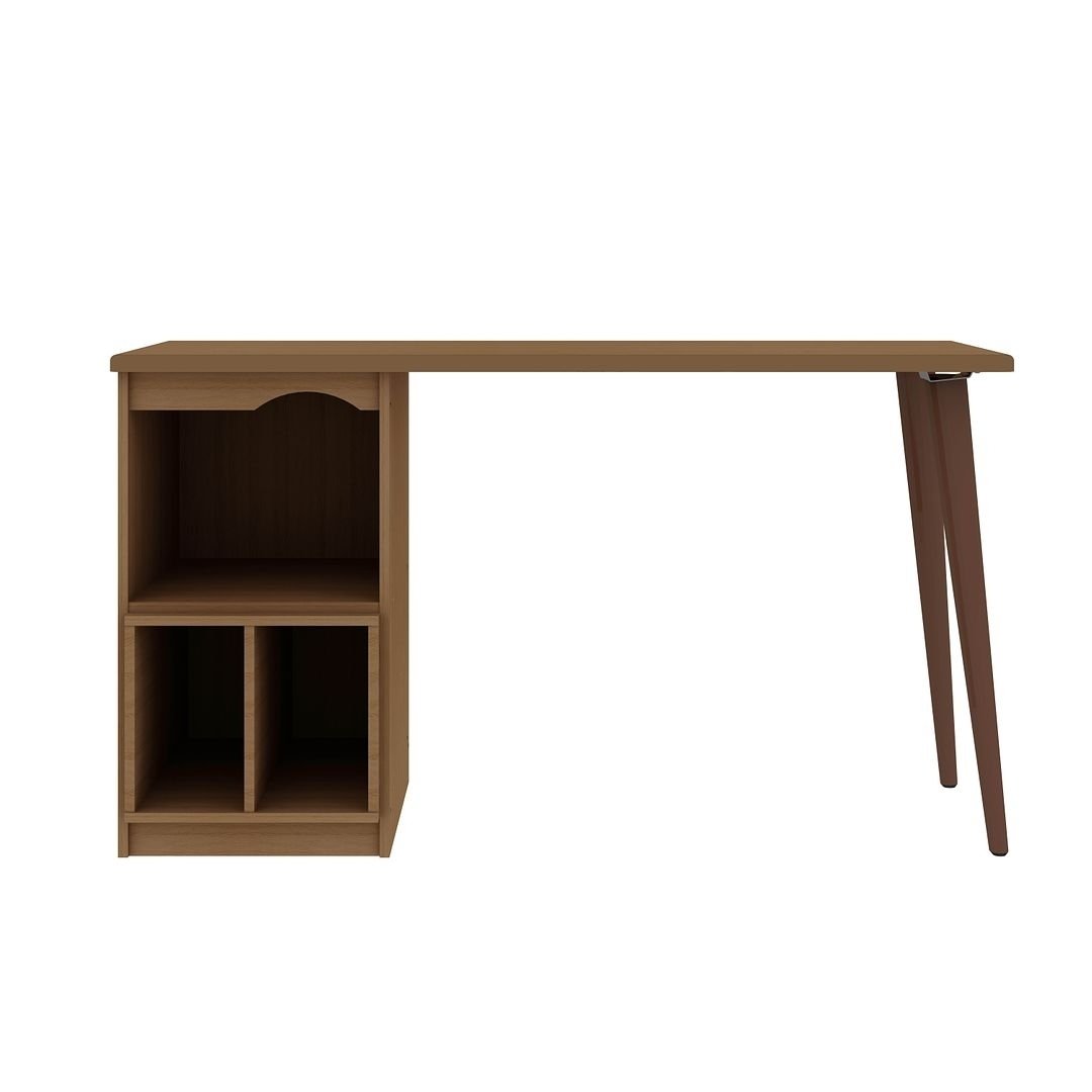 Hampton 53.54 Home Office Desk with 3 Cubby Spaces and Solid Wood Legs Image 4