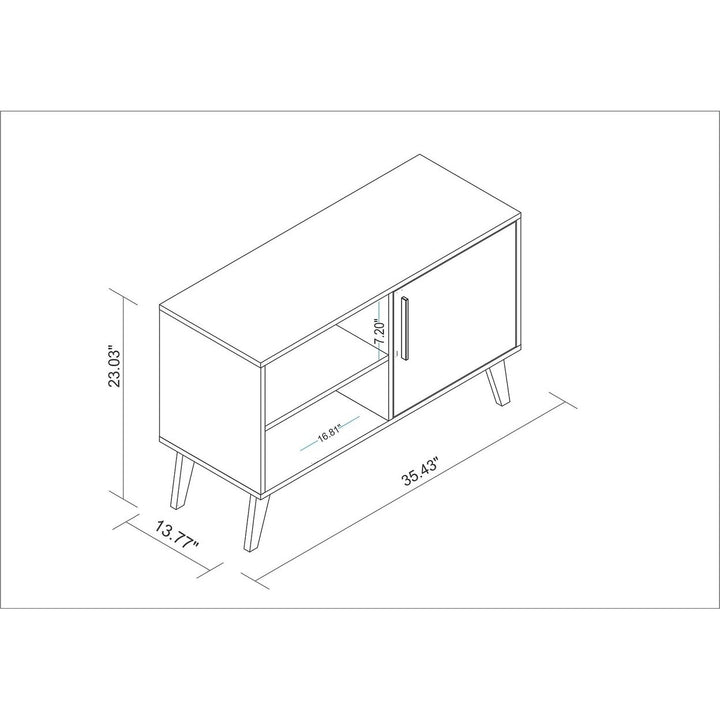 Mid-Century- Modern Amsterdam 35.43" TV Stand with 3 Shelves in White Image 3