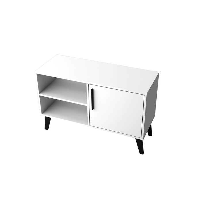 Mid-Century- Modern Amsterdam 35.43" TV Stand with 3 Shelves in White Image 5