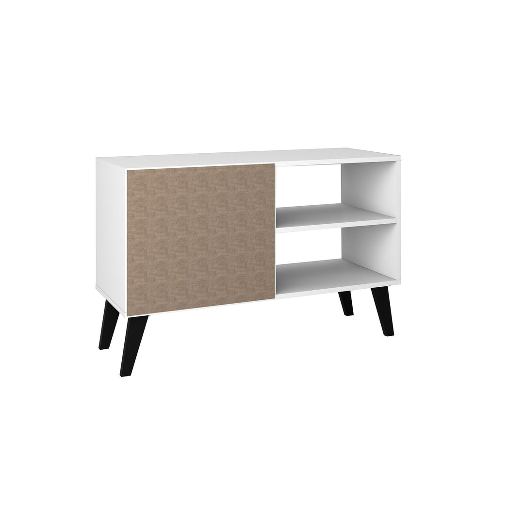 Mid-Century- Modern Amsterdam 35.43" TV Stand with 3 Shelves in White Image 7