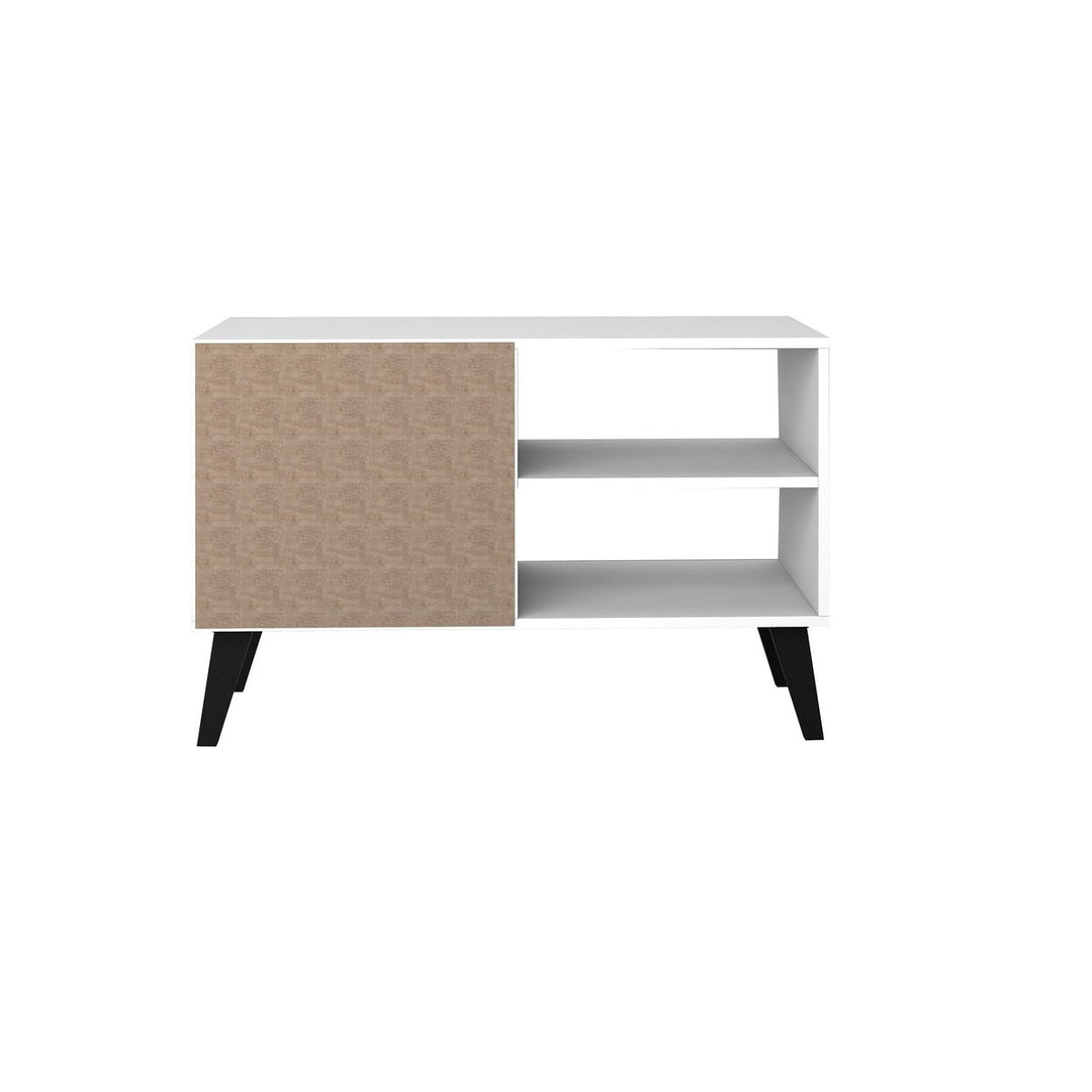 Mid-Century- Modern Amsterdam 35.43" TV Stand with 3 Shelves in White Image 9