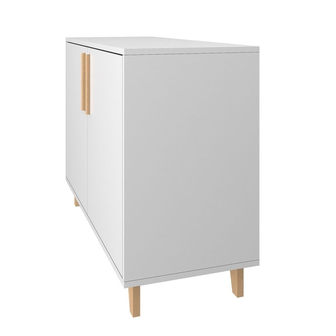 Mid-Century Modern Herald Double Side Cabinet with 2 Shelves in White Image 5