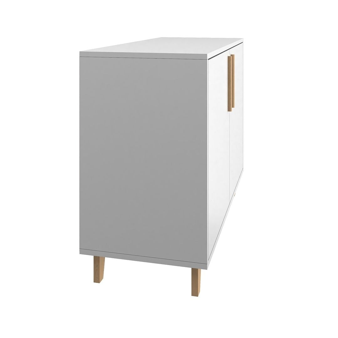 Mid-Century Modern Herald Double Side Cabinet with 2 Shelves in White Image 9