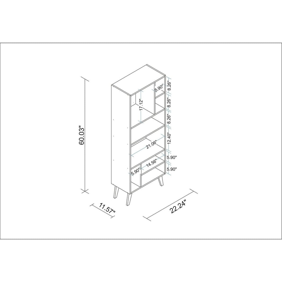 Warren Tall Bookcase 1.0 with 8 Shelves in White with Black Feet Image 3