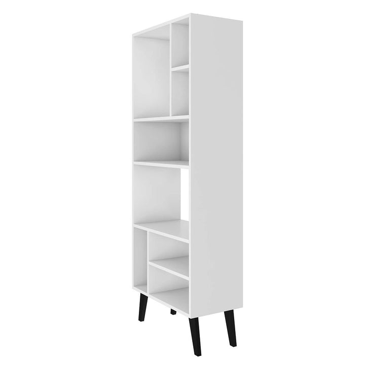Warren Tall Bookcase 1.0 with 8 Shelves in White with Black Feet Image 4
