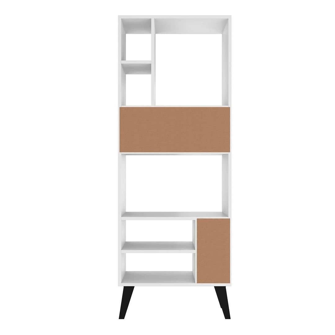 Warren Tall Bookcase 1.0 with 8 Shelves in White with Black Feet Image 6