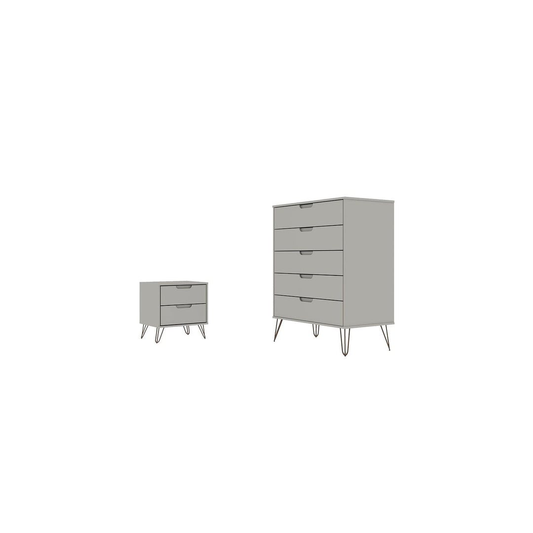 Rockefeller White 5-Drawer Dresser and 2-Drawer Nightstand Set Image 10