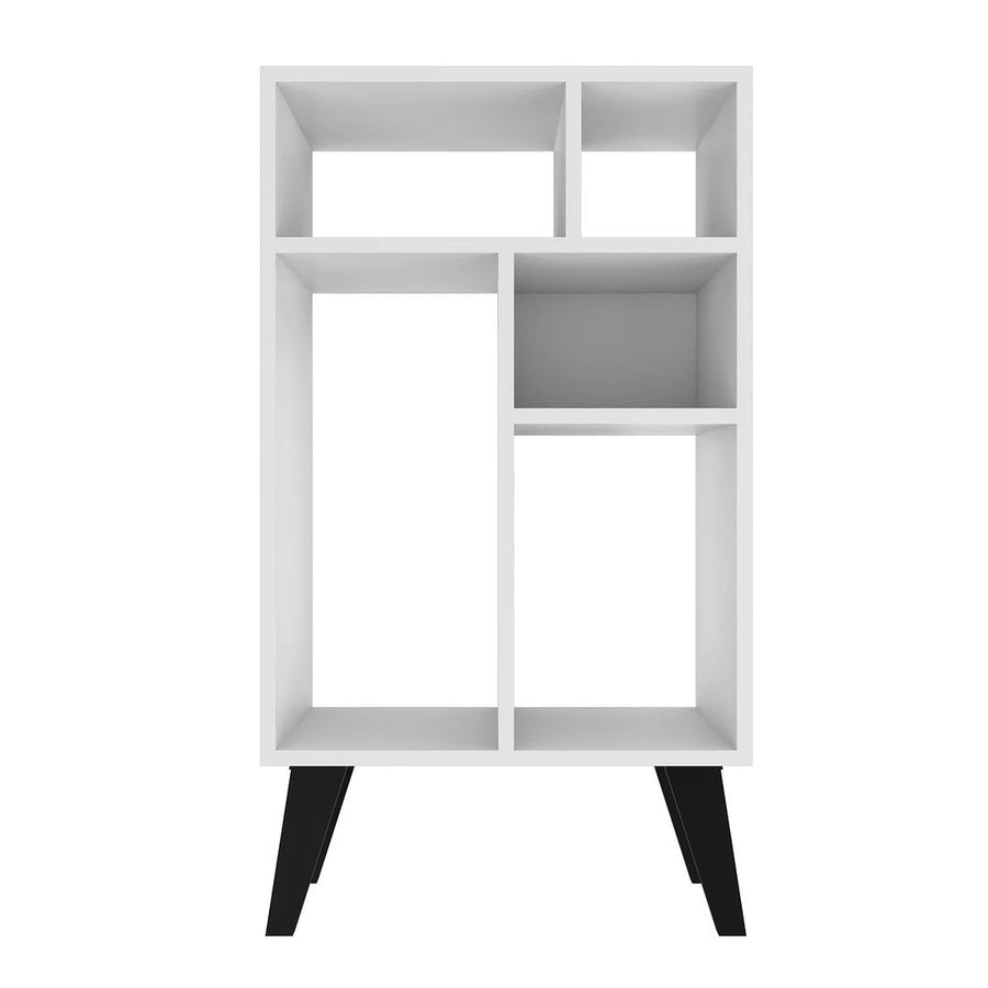 Warren Low Bookcase 3.0 with 5 Shelves in White with Black Feet Image 1