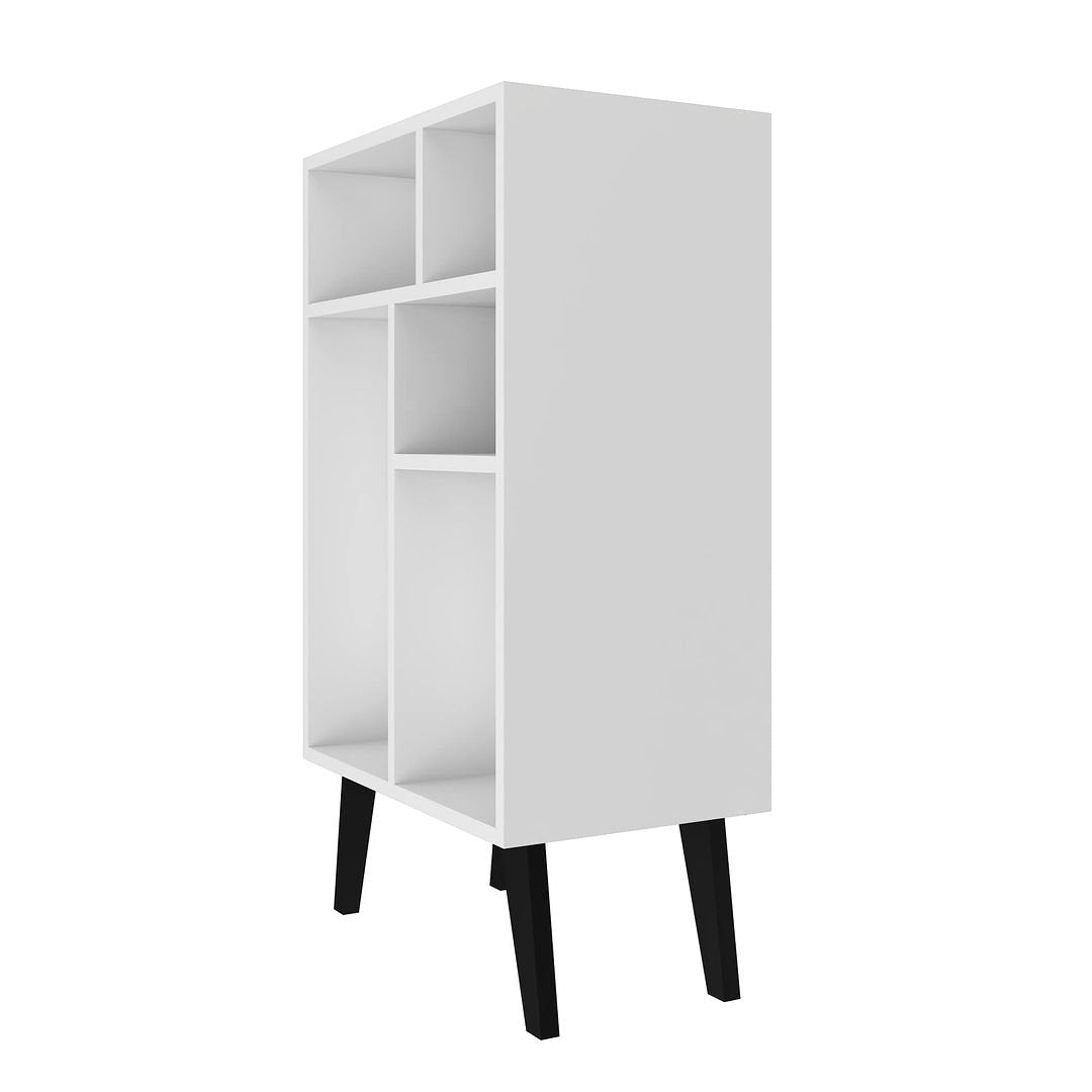 Warren Low Bookcase 3.0 with 5 Shelves in White with Black Feet Image 4