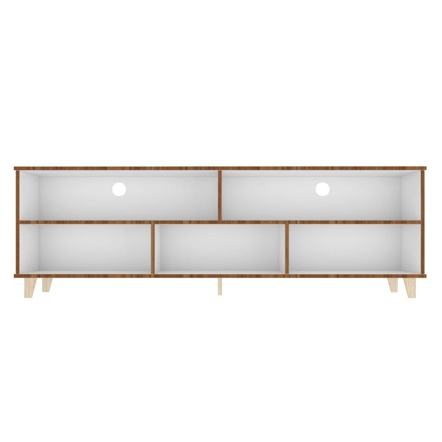 Warren 70.87 TV Stand with 5 Shelves in White and Oak Image 1