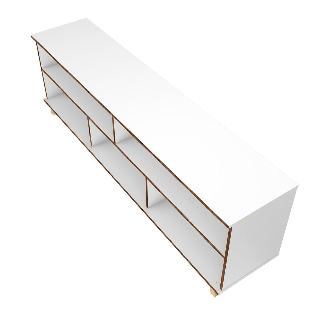 Warren 70.87 TV Stand with 5 Shelves in White and Oak Image 7