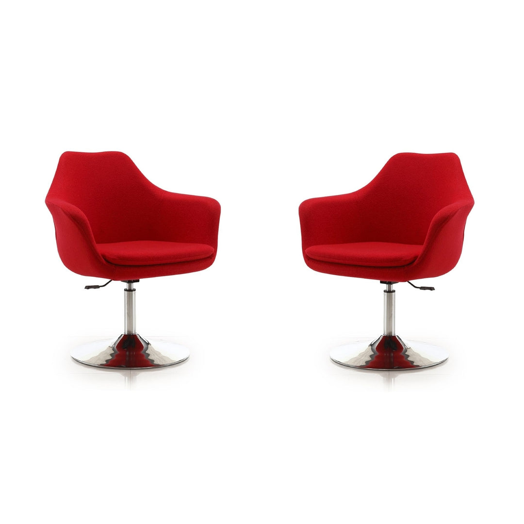 Kinsey Red Wool Blend Adjustable Height Swivel Accent Chair Set of 2 Chrome Image 1