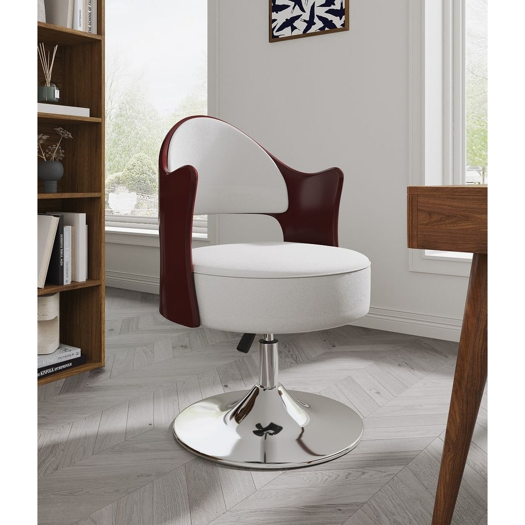Bopper White and Polished Chrome Faux Leather Adjustable Height Swivel Accent Chair (Set of 2) Image 2