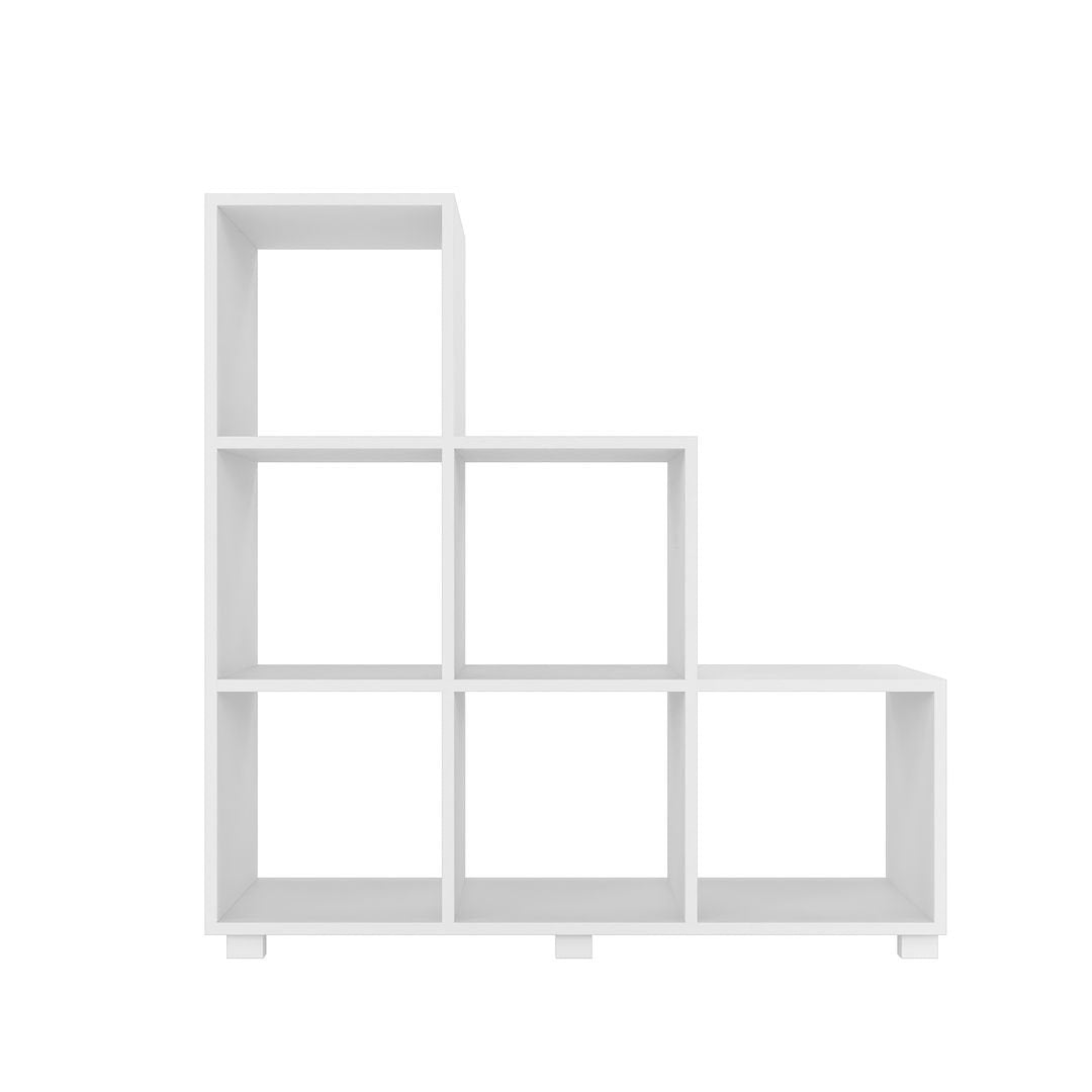 Cascavel Stair Cubby with 6 Cube Shelves in White. Set of 2 Image 5