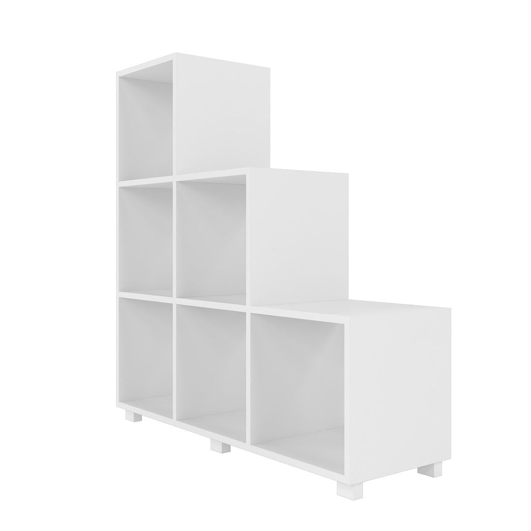 Cascavel Stair Cubby with 6 Cube Shelves in White. Set of 2 Image 6