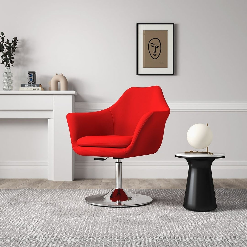 Kinsey Red and Polished Chrome Wool Blend Adjustable Height Swivel Accent Chair (Set of 2) Image 2
