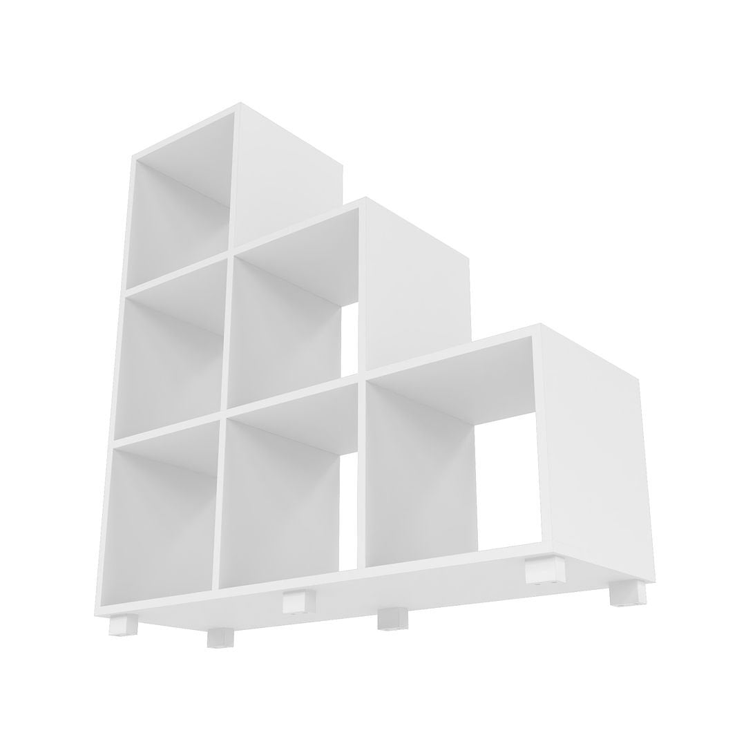 Cascavel Stair Cubby with 6 Cube Shelves in White. Set of 2 Image 8