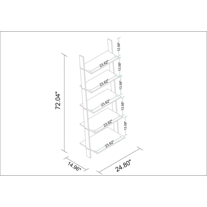 Cooper 5-Shelf Floating Ladder Bookcase Image 3