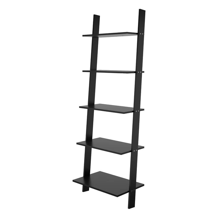 Cooper 5-Shelf Floating Ladder Bookcase Mid-Century Modern Open Shelving Image 1