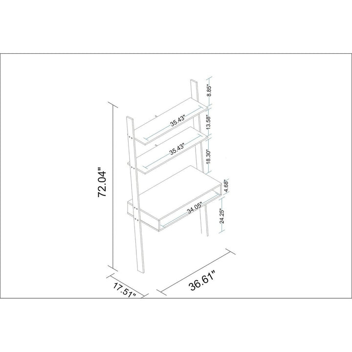 Cooper Ladder Desk with 2 Floating Shelves Image 3
