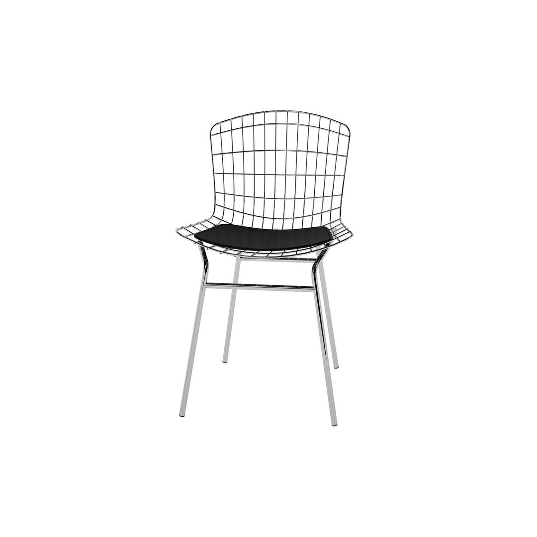 Madeline Metal Chair with Seat Cushion in Silver and Black Image 1