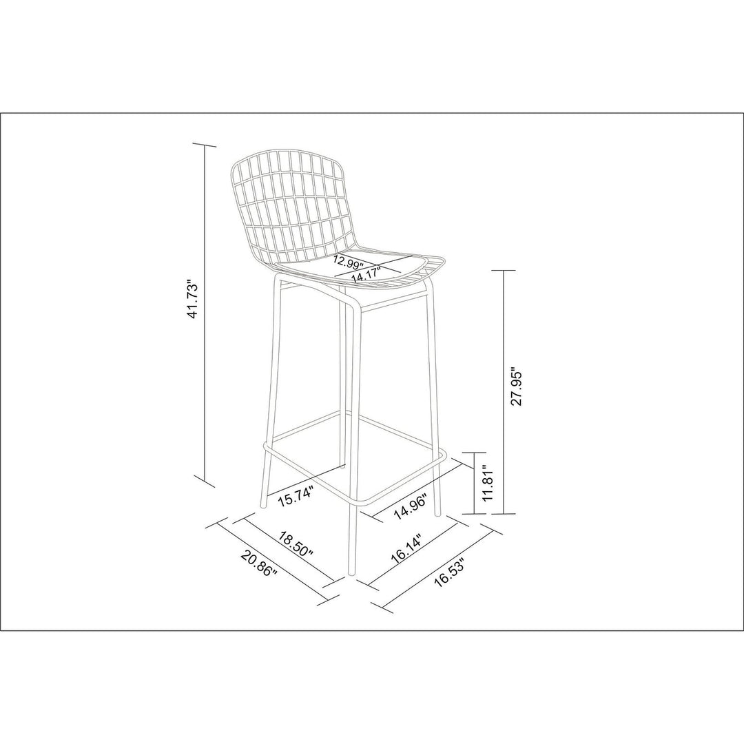 Madeline 41.73" Barstool in Silver and Black Image 3