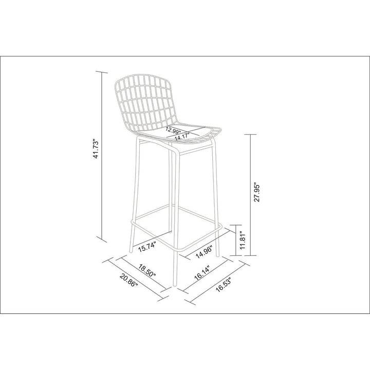 Madeline 41.73" Barstool in Silver and Black Image 3