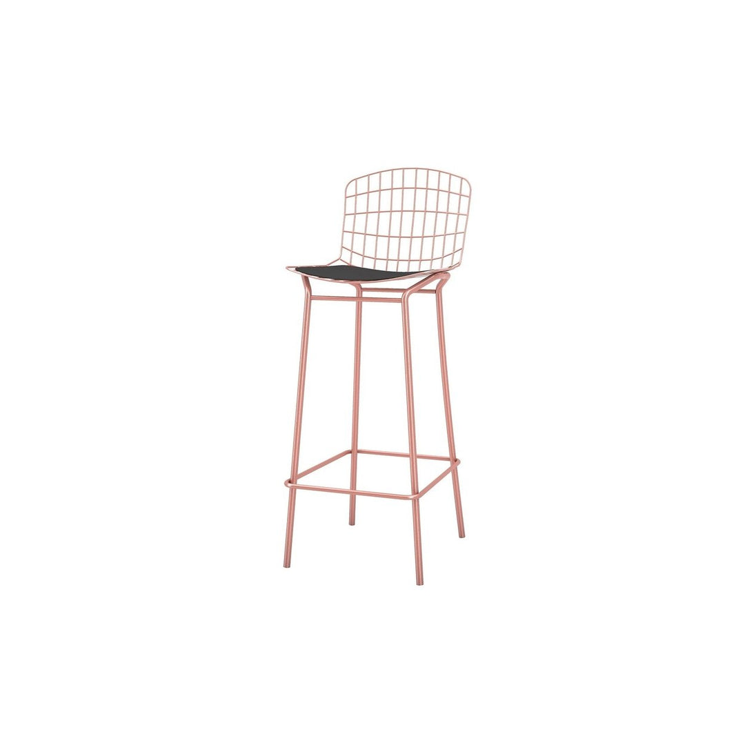 Madeline 41.73" Barstool in Silver and Black Image 7
