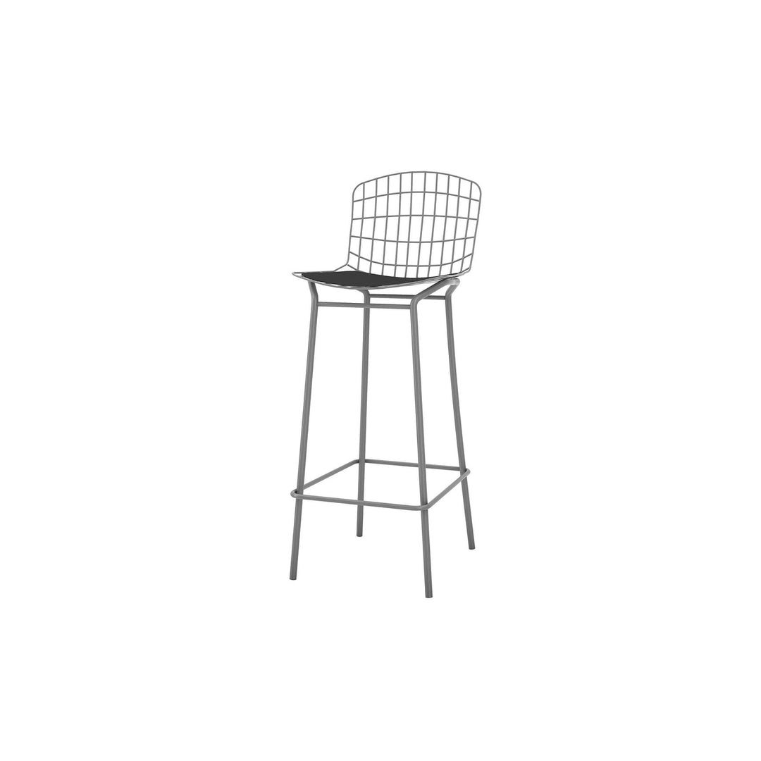 Madeline 41.73" Barstool in Silver and Black Image 9