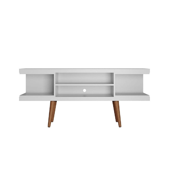 Utopia 53.14 TV Stand Off-White Splayed Wooden Legs 4 Shelves Entertainment Center Image 1