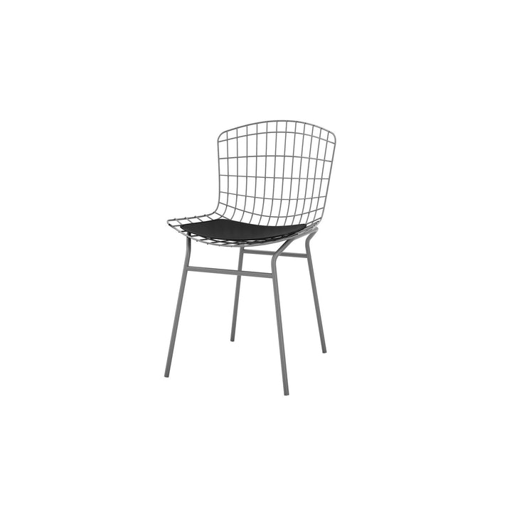 Madeline Metal Chair with Seat Cushion in Silver and Black Image 9
