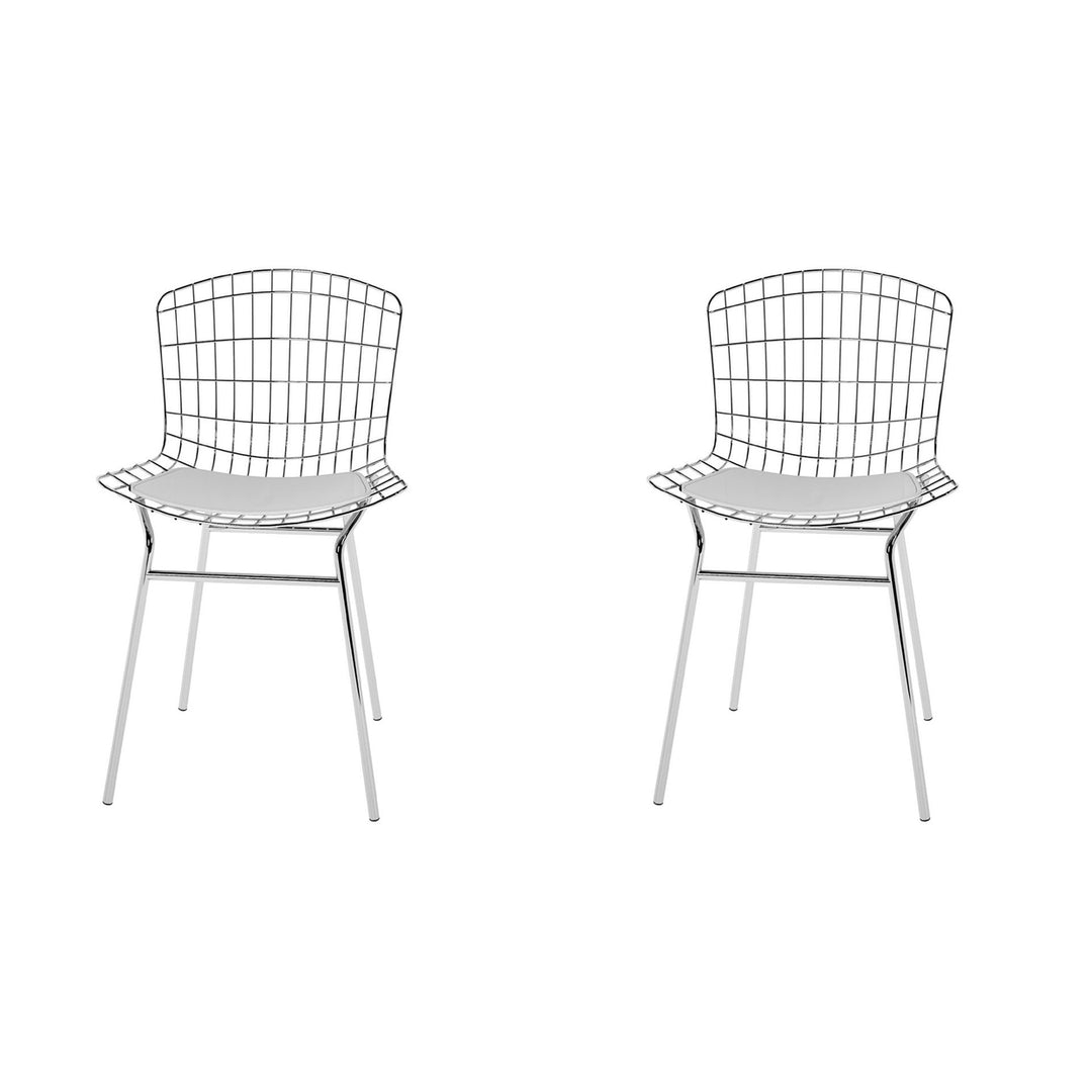2-Piece Madeline Metal Chair with Seat Cushion in Silver and Black Image 4