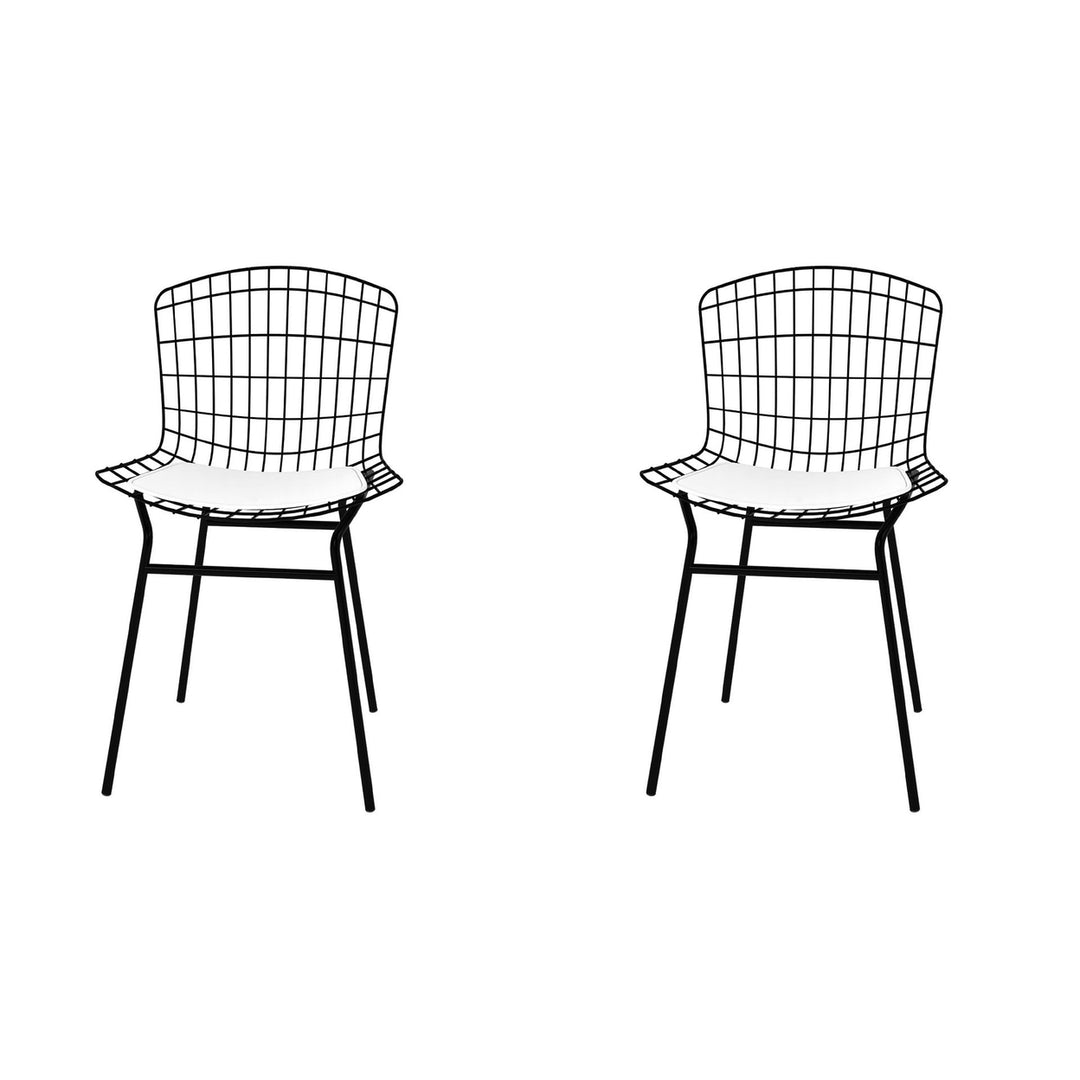 2-Piece Madeline Metal Chair with Seat Cushion in Silver and Black Image 6