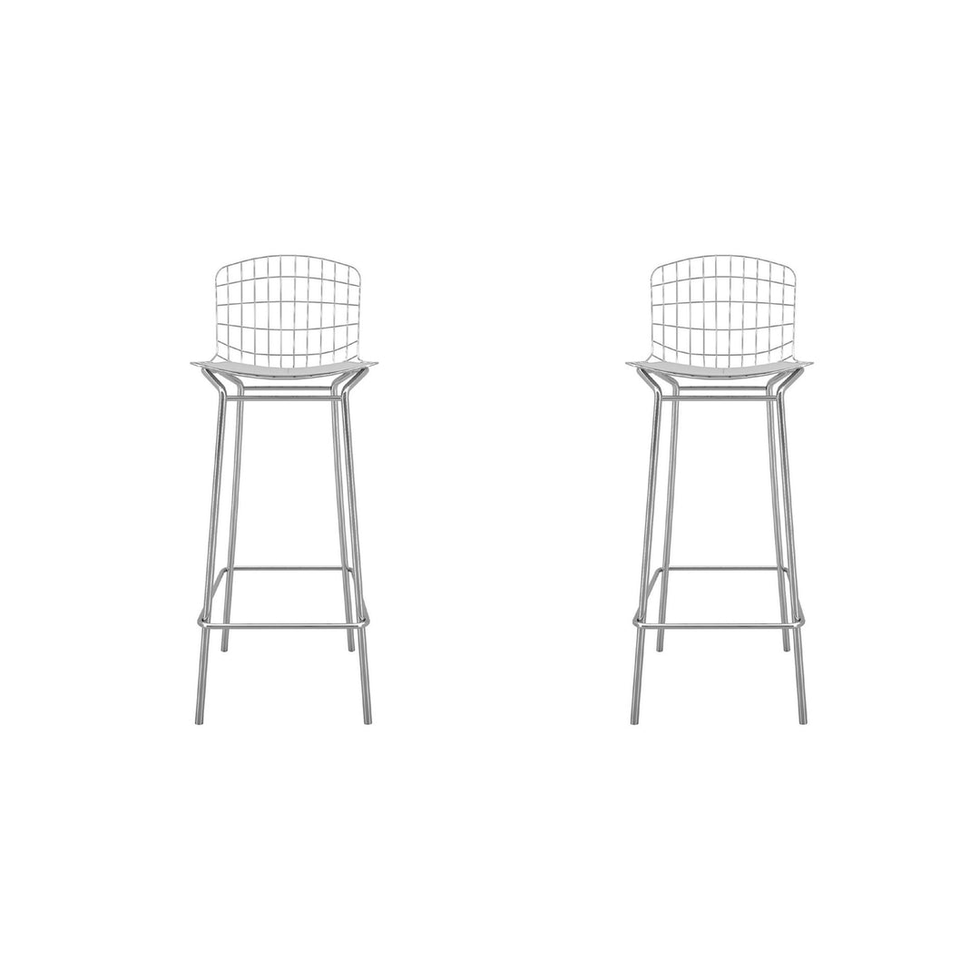 Madeline 41.73" Barstool, Set of 2 in Silver and Black Image 4