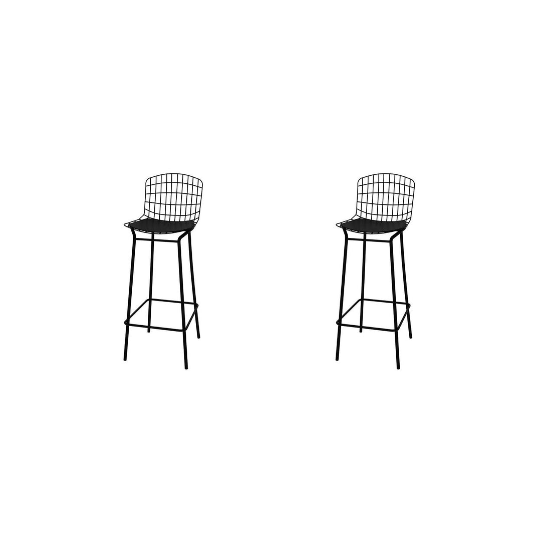 Madeline 41.73" Barstool, Set of 2 in Silver and Black Image 5
