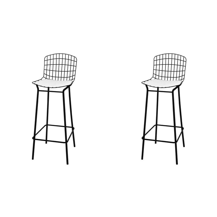 Madeline Barstool Set of 2 Silver and Black 41.73 Inch Modern Industrial Design Image 6