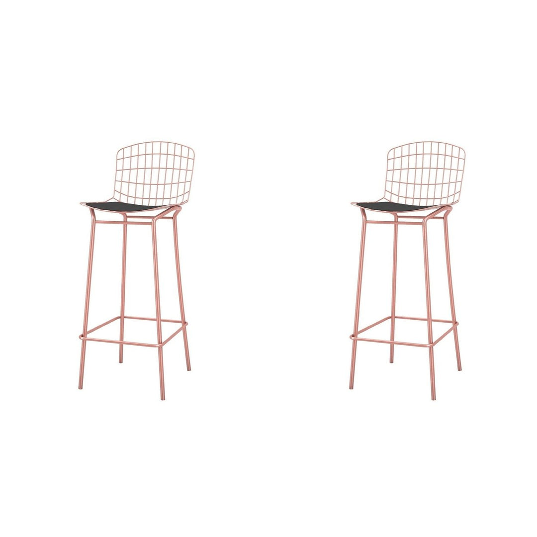 Madeline Barstool Set of 2 Silver and Black 41.73 Inch Modern Industrial Design Image 1