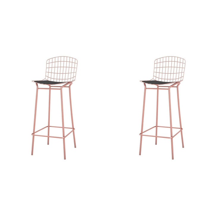 Madeline 41.73" Barstool, Set of 2 in Silver and Black Image 1
