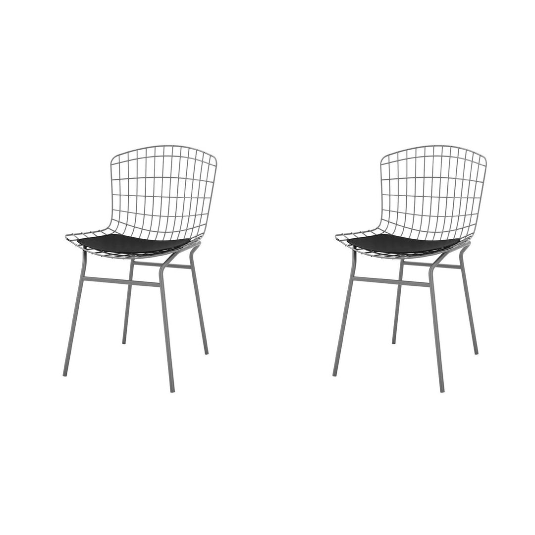 Madeline Metal Chair Set with Cushion Silver Black Modern Dining Office Chairs Image 1