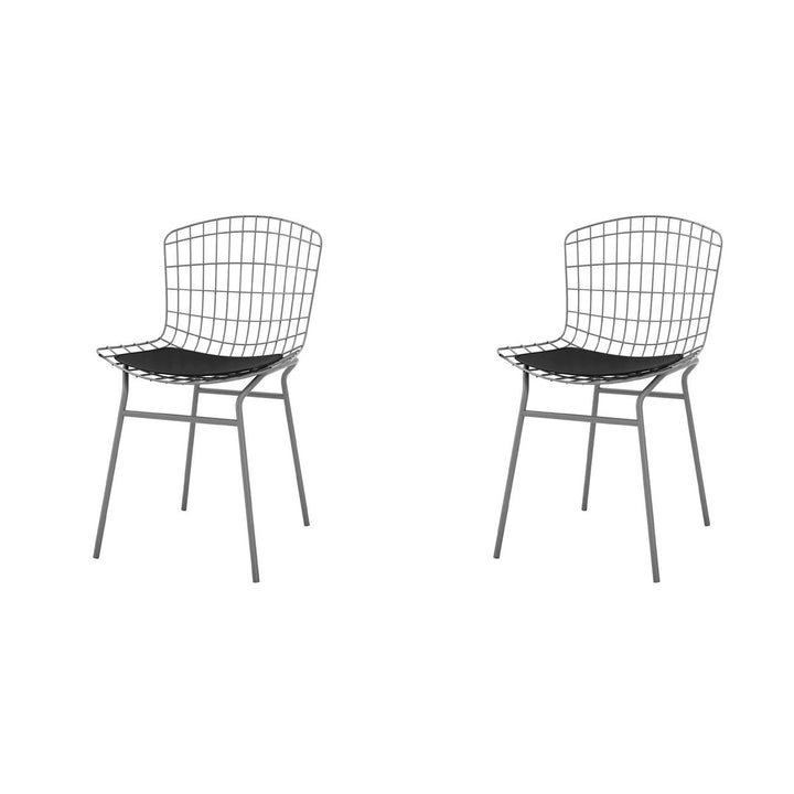 2-Piece Madeline Metal Chair with Seat Cushion in Silver and Black Image 1