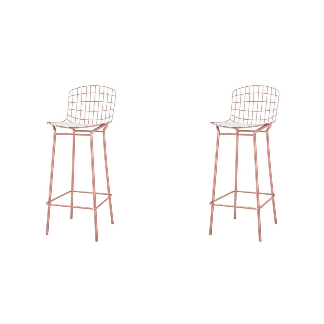 Madeline Barstool Set of 2 Silver and Black 41.73 Inch Modern Industrial Design Image 1