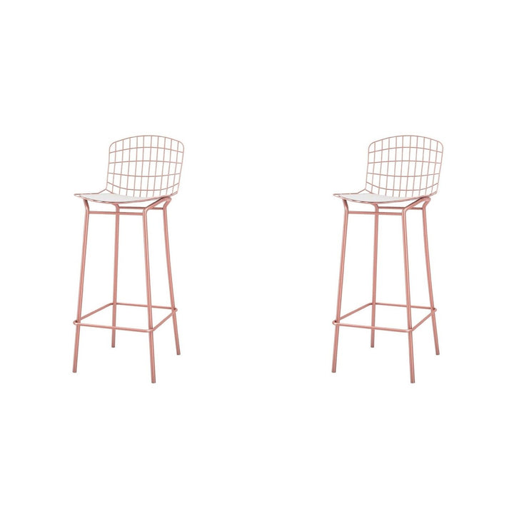 Madeline Barstool Set of 2 Silver and Black 41.73 Inch Modern Industrial Design Image 1