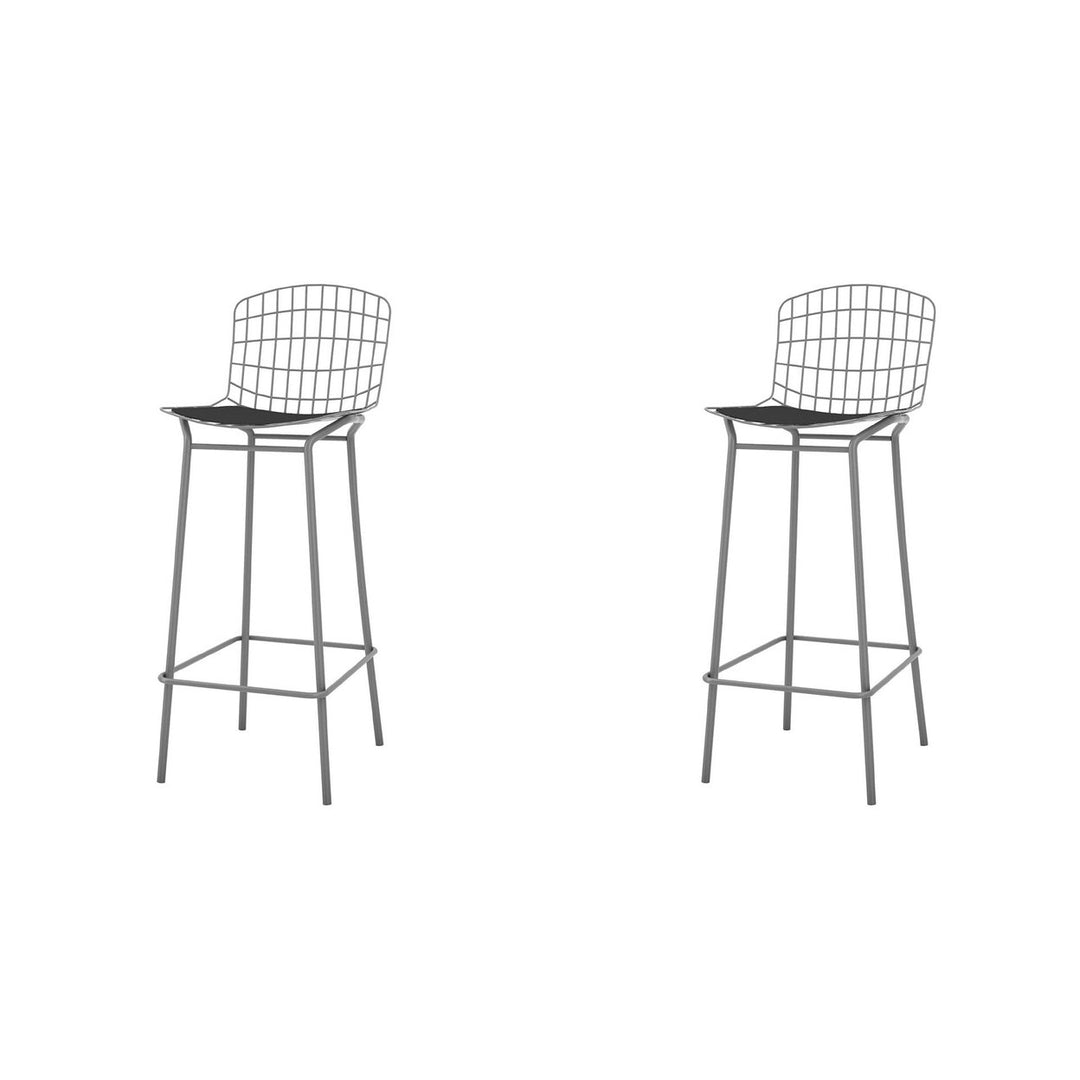 Madeline Barstool Set of 2 Silver and Black 41.73 Inch Modern Industrial Design Image 1