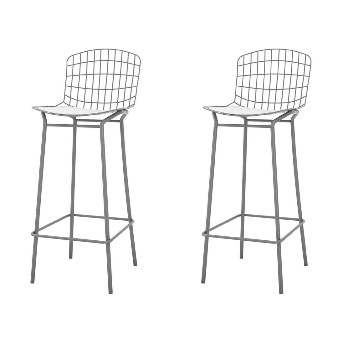 Madeline Barstool Set of 2 Silver and Black 41.73 Inch Modern Industrial Design Image 1