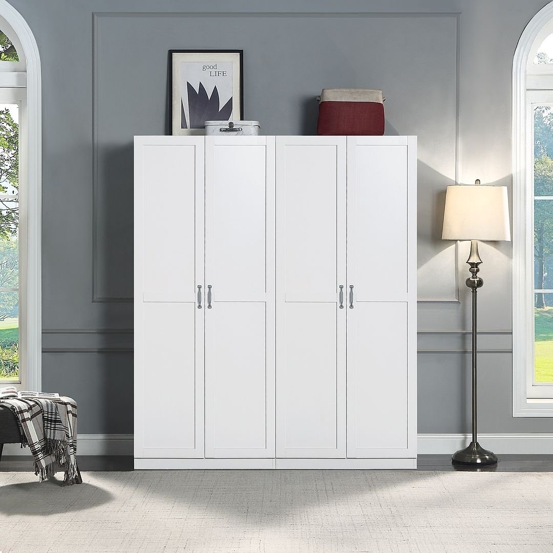 Hopkins Freestanding Storage Closet Set of 2 7 Shelves Modern Cabinet White Image 2