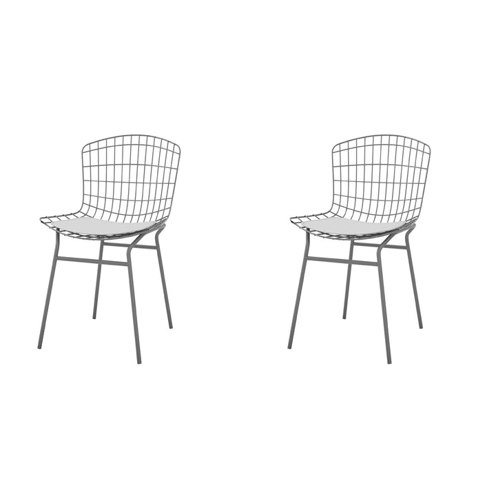 2-Piece Madeline Metal Chair with Seat Cushion in Silver and Black Image 10