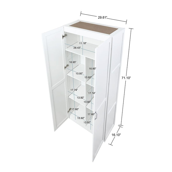 Hopkins Freestanding Storage Closet Set of 2 7 Shelves Modern Cabinet White Image 3