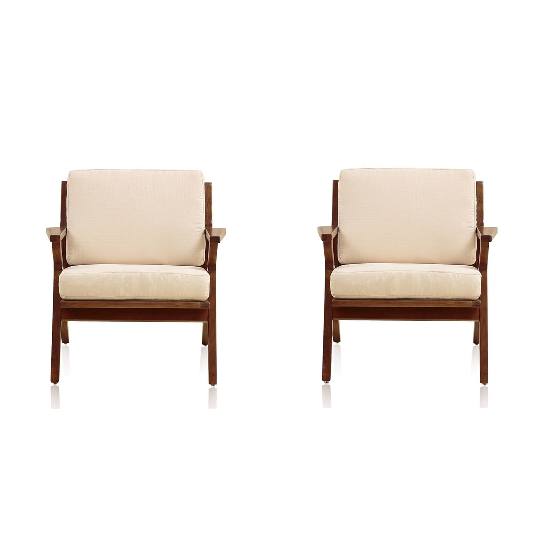 Martelle Accent Chair Set of 2 Cream and Amber Twill Weave Solid Ashwood Frame Image 1